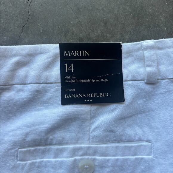 Banana Republic Martin Fit Dress Pants Womens 14 White Mid Rise Straight Trouser - Picture 11 of 14